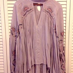 Free People Embroidered Beaded Oversize Blouse